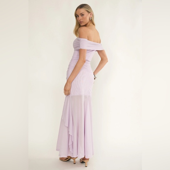 Kiarna Off-Shoulder Mesh Maxi Dress Lilac - Picture 4 of 4